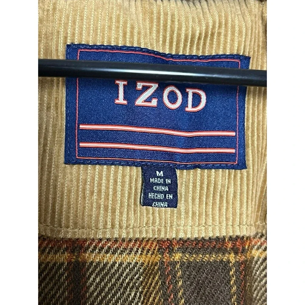 Vintage Corduroy Chore Barn Jacket‎ Mens Plaid Lined Heavyweight Denim Med IZOD